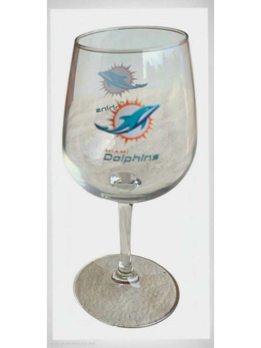 Miami Dolphins Wine Glass with Team Logos on Both Sides 12oz NFL New